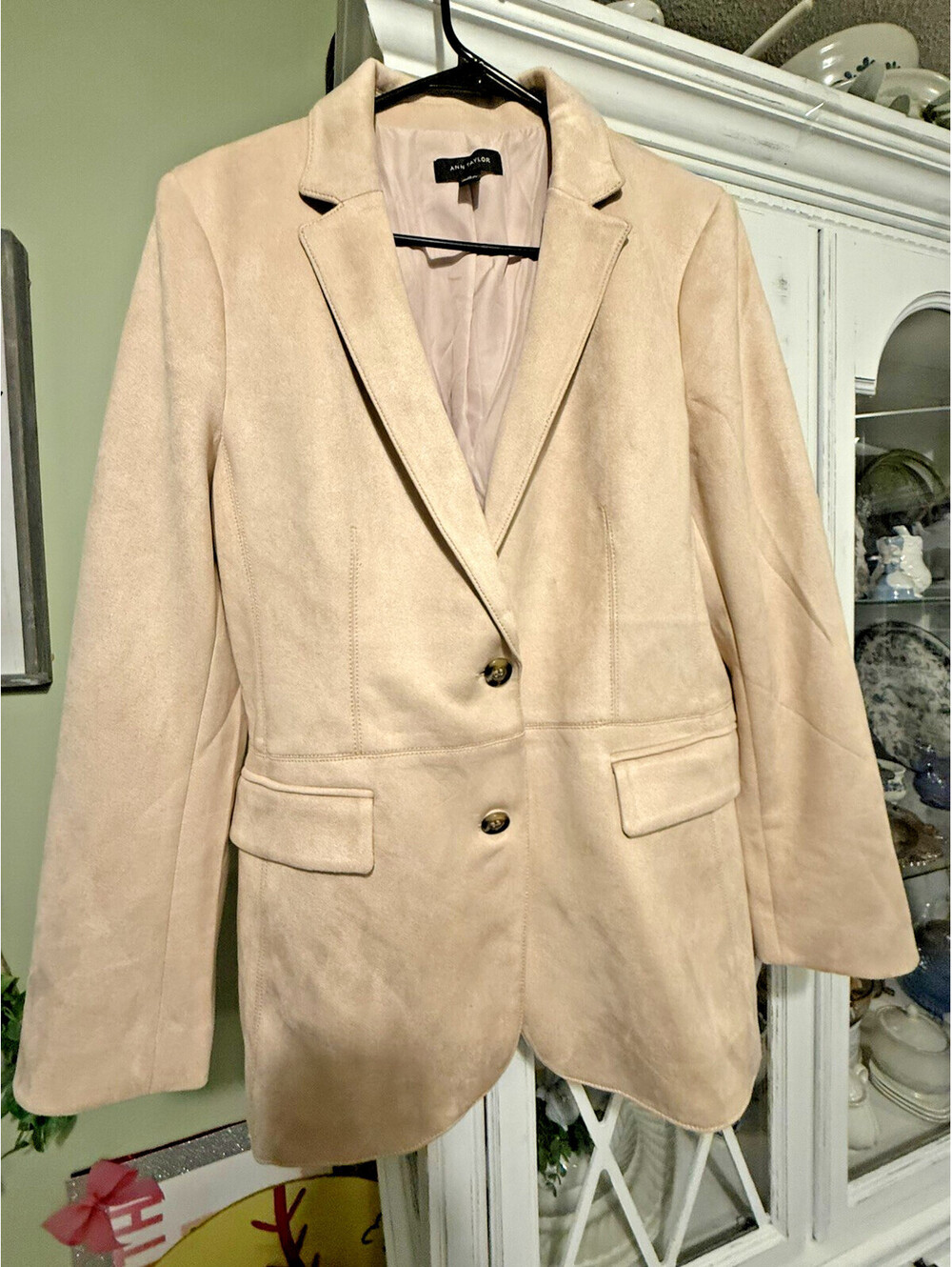 Ann Taylor Blazer Tailored  Button Career Jacket Beige Women’s Size 14
